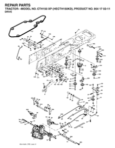 Drive Diagram and Parts List for CTH150XP (HECTH150KD)(2004-06) Husqvarna Lawn Tractor