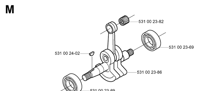 Crankshaft Diagram and Parts List for 132R 20050100001-Current Husqvarna Brush Cutter