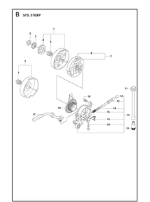 Clutch And Oil Pump Diagram and Parts List for 576XP 20090100001-Current Husqvarna Chainsaw