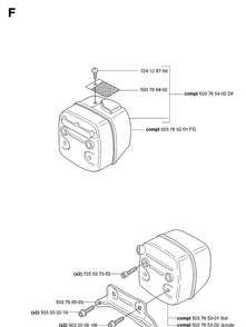 Muffler Diagram and Parts List for 365 20070900001-20101800000 Husqvarna Chainsaw