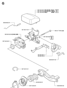 Carburetor And Air Filter Diagram and Parts List for 346XP 20070500001-20071300000 Husqvarna Chainsaw