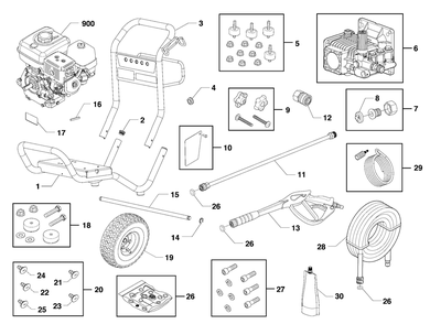 Main Unit Diagram and Parts List for 020757-00  Husqvarna Pressure Washer
