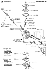 Carburetor Details Diagram and Parts List for HA110 20040100001-20054000000 Husqvarna Hedge Trimmer