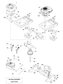 Engine Diagram and Parts List for TS138  Husqvarna Lawn Tractor