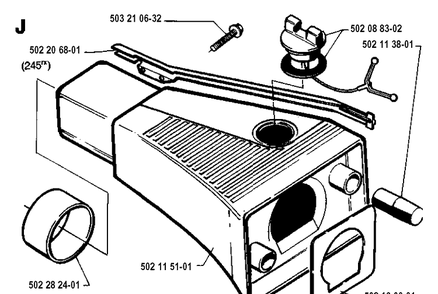 Fuel Tank Diagram and Parts List for 245RX 19941400001-19962200000 Husqvarna Brush Cutter