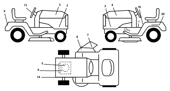 Decals Diagram and Parts List for YTH1842 (954569790-B)(2002-12) Husqvarna Lawn Tractor