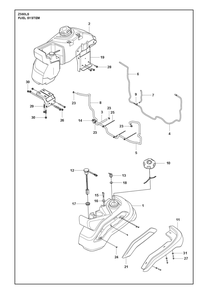 Fuel System Diagram and Parts List for Z560LS  Husqvarna Lawn Tractor