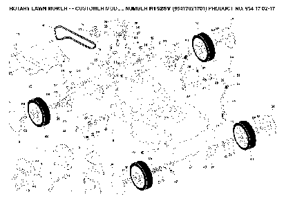 Wheels And Tires Diagram and Parts List for R152SV (95417021701, 954170217)(2005-02) Husqvarna Lawn Mower