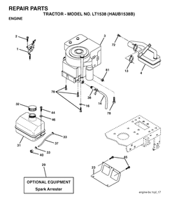 Engine Diagram and Parts List for LT1538 (954170085-B)(2004-01) Husqvarna Lawn Tractor