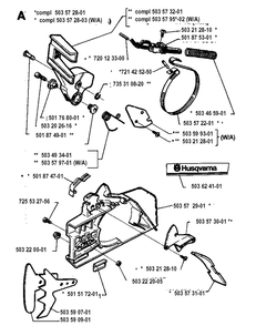 Chain Brake Diagram and Parts List for 272XP 19930100001-19970100000 Husqvarna Chainsaw