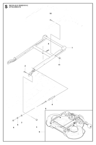 Attachments Diagram and Parts List for R11C (965094201)(2007-01) Husqvarna Lawn Tractor