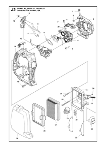 Carburetor And Air Filter Diagram and Parts List for 545FXTAT  Husqvarna Brush Cutter
