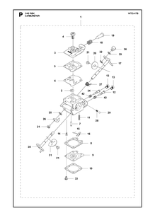 Carburetor Diagram and Parts List for 543RBK 20130500001-20182200000 Husqvarna Brush Cutter