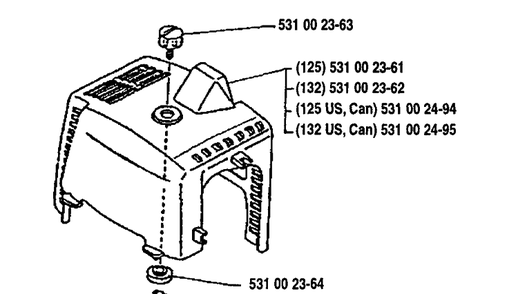 Cover Diagram and Parts List for 125L 1992-01 Husqvarna Trimmer