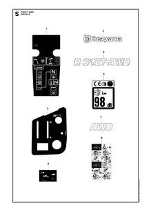 Decals Diagram and Parts List for R316TAWD (966757601)(2012) Husqvarna Lawn Mower