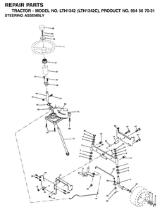 Steering Diagram and Parts List for LTH1342-LTH1342C 2001-11 Husqvarna Lawn Tractor
