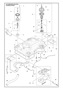 Chassis Upper Diagram and Parts List for 520EPOS  Husqvarna Lawn Mower