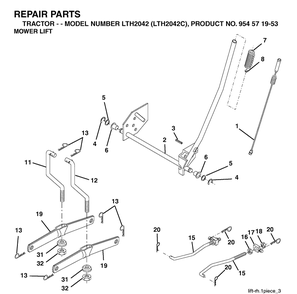 Mower Lift / Deck Lift Diagram and Parts List for LTH2042-LTH2042C 2004-03 Husqvarna Lawn Tractor