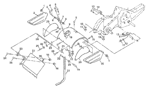 Tine Shield Diagram and Parts List for 650CRT (954328030-C)(2002-11) Husqvarna Tiller