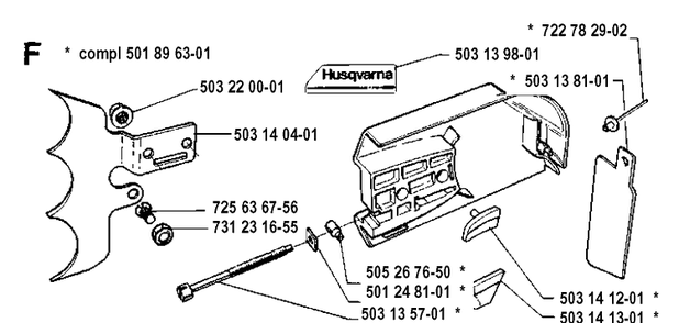 Clutch Cover Diagram and Parts List for 3120 19900100001-19942300000 Husqvarna Chainsaw