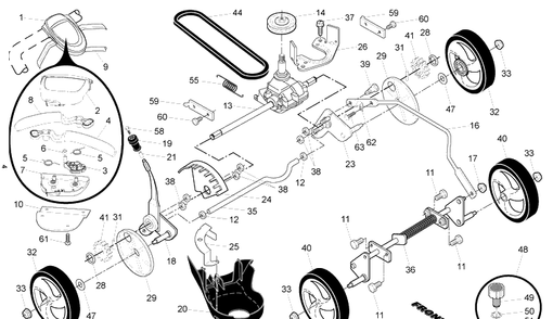 Drive Diagram and Parts List for 7022RLS (96143006400)(2010-04) Husqvarna Lawn Mower