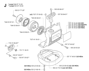 Starter Diagram and Parts List for 325HDA65 (X-SERIES)(20070100001-20090900000) Husqvarna Hedge Trimmer