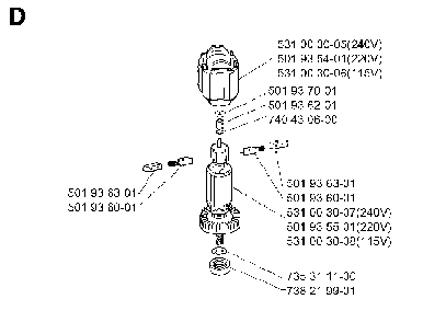Motor Diagram and Parts List for 400H 1990-01 Husqvarna Trimmer