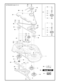 44-Inch/112cm Cutting Deck 2 Diagram and Parts List for COMBI112 2019-01 Husqvarna Lawn Tractor Accessories