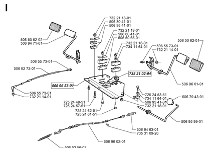 Pedals Diagram and Parts List for RIDER970HST 1998-03 Husqvarna Lawn Mower