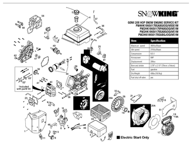 Engine Diagram and Parts List for 208SK  Husqvarna Engine