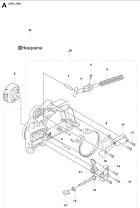 Chain Brake And Clutch Cover Diagram and Parts List for 240E 20080100001-20091400000 Husqvarna Chainsaw