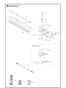 Shaft Handle Diagram and Parts List for 525LS 2013-03 Husqvarna Brush Cutter