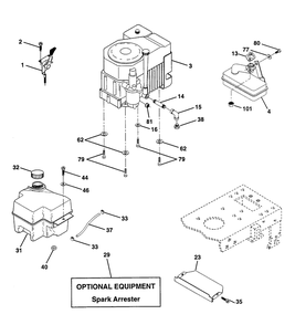 Engine Diagram and Parts List for LTH130 (954140005H)(1998-07) Husqvarna Lawn Mower