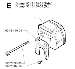 Muffler 2 Diagram and Parts List for 288 20014000001-Current Husqvarna Chainsaw