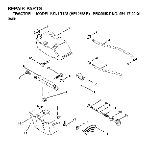 Dash Diagram and Parts List for LT125 (HE12536B, 954170001)(1996-10) Husqvarna Lawn Tractor