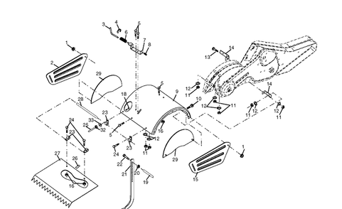 Tine Shield Diagram and Parts List for 500RTTA (500HRTTA)(2003-11) Husqvarna Cultivator