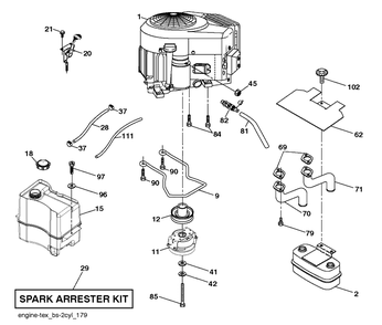 Engine Diagram and Parts List for YTH24V54 (96045006400)(2017-06) Husqvarna Lawn Tractor