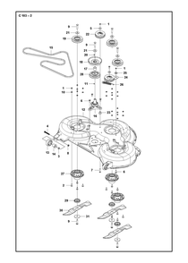 103cm Cutting Deck Diagram and Parts List for 103R400GEN2  Husqvarna Lawn Tractor Accessories