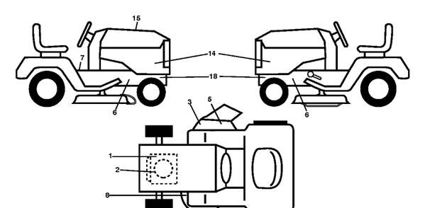 Decals Diagram and Parts List for TS146TXD (96041043600)(2019-07) Husqvarna Lawn Tractor