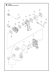 Carburetor And Air Filter Diagram and Parts List for 543RBK 20130500001-20182200000 Husqvarna Brush Cutter