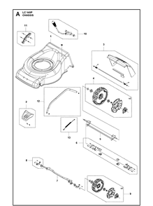 Chassis Diagram and Parts List for LC140P (970488101)(970488102) Husqvarna Lawn Mower