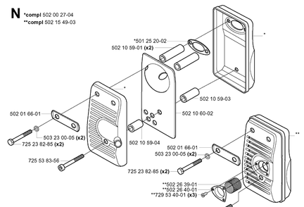 Muffler Diagram and Parts List for 265RX 20012600001-20023100000 Husqvarna Brush Cutter
