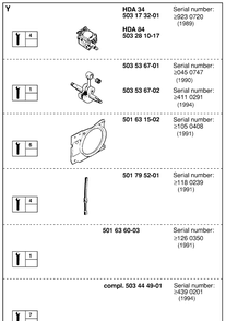 Service Updates Diagram and Parts List for 42 19944900001-19950600000 Husqvarna Chainsaw
