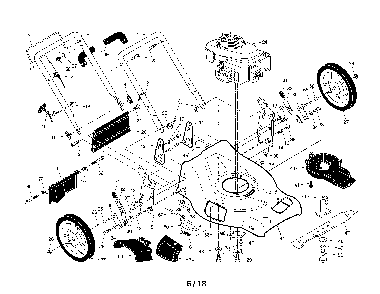 Engine/housing/handle Diagram and Parts List for 96143000108  Husqvarna Lawn Mower