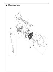 Carburetor And Air Filter Diagram and Parts List for 131RB (967843301)(20181300001-Current) Husqvarna Edger