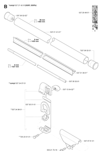 Shaft 2 Diagram and Parts List for 335RX 20064000001-20070100000 Husqvarna Brush Cutter
