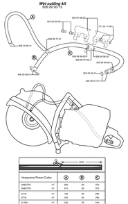 Wet Cutting Kit Diagram and Parts List for KV03 (371 K)(3210 K)(1999-09) Husqvarna Lawn Tractor Accessories