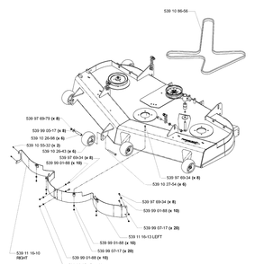 Front Deck Assembly 61 Inch (Part 2) Diagram and Parts List for LZ6123TLKOA (96899269)(2005-08) Husqvarna Lawn Mower