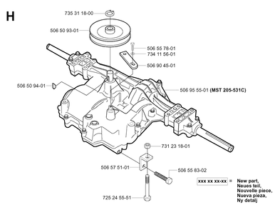 Transmission Diagram and Parts List for R11 (953519401)(2006-01) Husqvarna Lawn Tractor