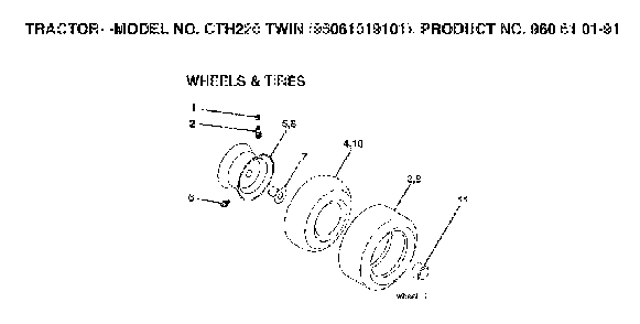 Wheels And Tires Diagram and Parts List for CTH220TWIN (96061019101, 960610191)(2007-05) Husqvarna Lawn Tractor